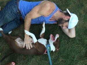 My hubs. Look at how sweet he is with this rescue pup!