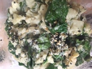 Ok, I messed up. I accidentally added the kale and sherry vinegar to the celeriac mash instead of braising it with the chicken meatballs. ...hey, at least I own up to my shortcomings! ;-) lol